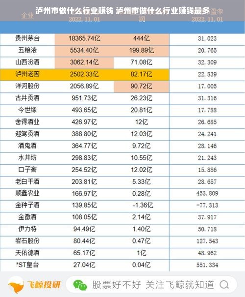 泸州市做什么行业赚钱 泸州市做什么行业赚钱最多