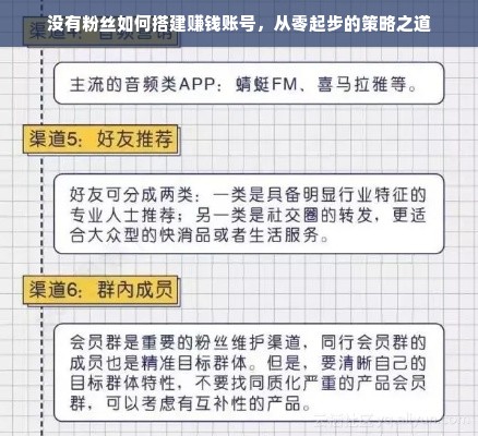 没有粉丝如何搭建赚钱账号，从零起步的策略之道