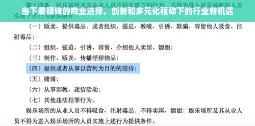 当下最赚钱的商业选择，创新和多元化驱动下的行业新机遇