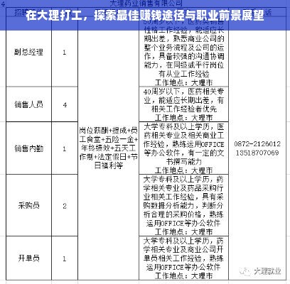 在大理打工，探索最佳赚钱途径与职业前景展望