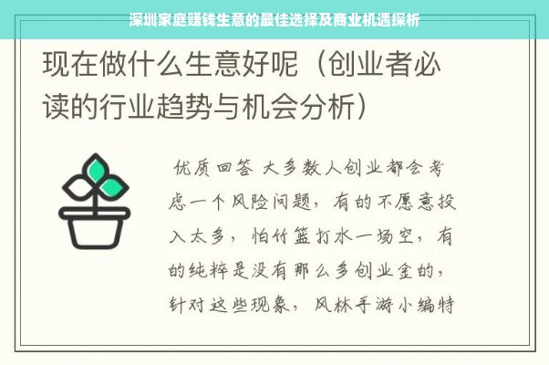 深圳家庭赚钱生意的最佳选择及商业机遇探析