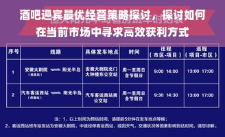 酒吧迎宾最优经营策略探讨，探讨如何在当前市场中寻求高效获利方式