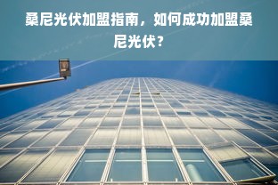 桑尼光伏加盟指南，如何成功加盟桑尼光伏？