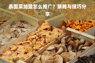 泰国菜加盟怎么推广？策略与技巧分享